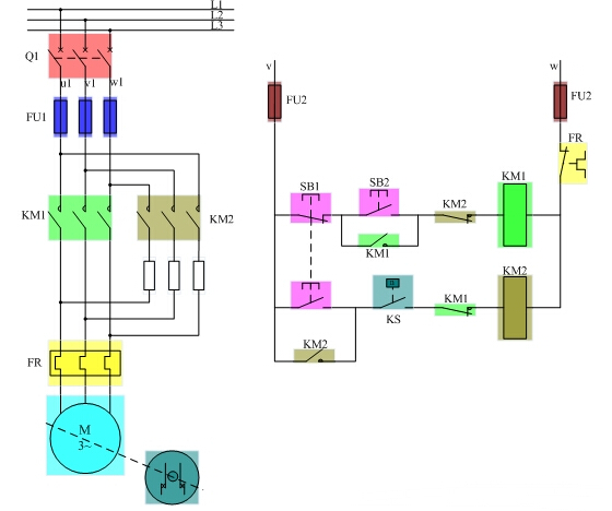 異步電動機反接制動的控制線路